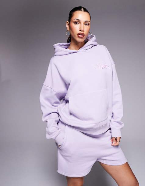 Kaiia Studio embroidered swirl logo oversized hoodie in lilac and pink - part of a set - view 1
