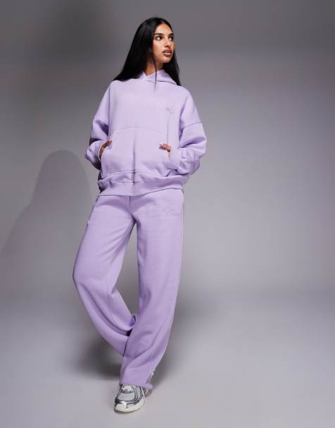 Kaiia - Studio - Ensemble en coton majoritaire à logo embossé au dos avec sweat à capuche oversize et pantalon de jogging - Lilas - view 1