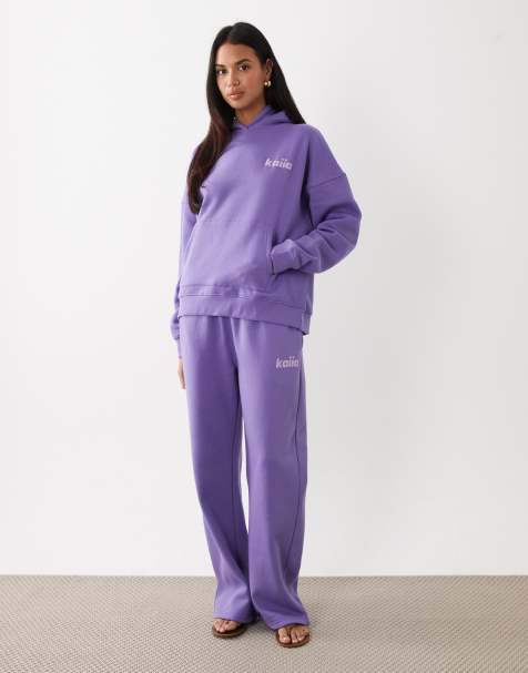 Kaiia - Studio - Ensemble sweat à capuche oversize à logo en étoile avec pantalon de jogging ample - Violet - view 1