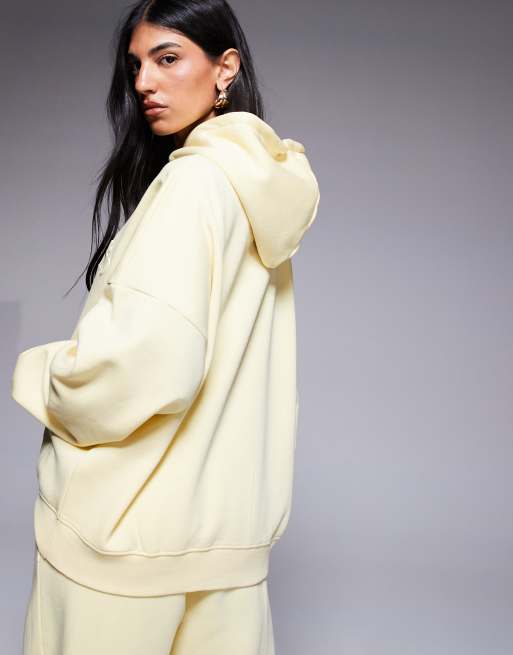 Kaiia - Studio - Felpa con cappuccio oversize gialla in misto cotone con logo in rilievo in coordinato  , 4 di 4