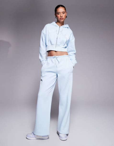 Kaiia studio fitted zip up hoodie and straight leg jogger co-ord in blue - view 1