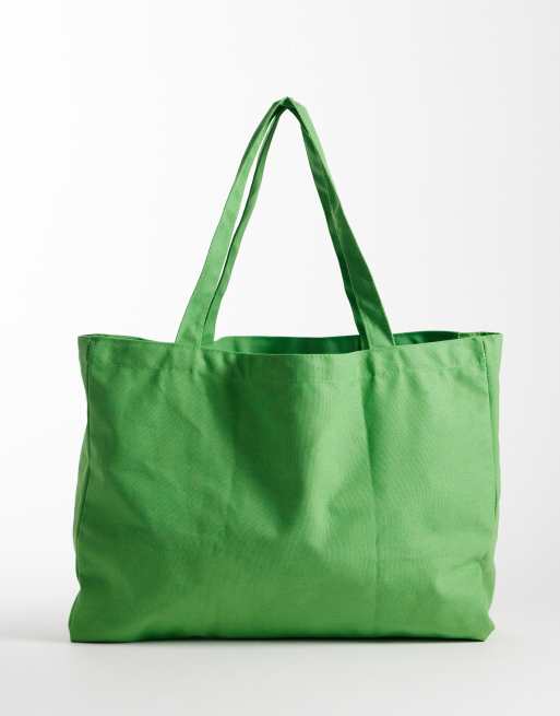 Kaiia Studio - Grøn og lyserød totebag i kanvas med logoprint, 3 af 4