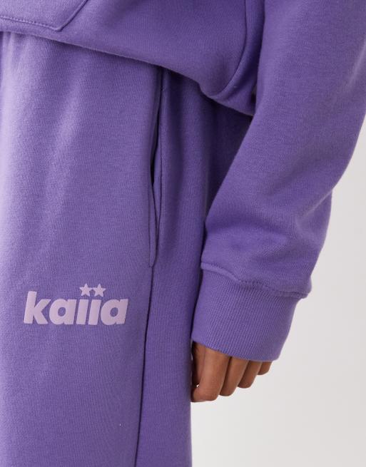 Kaiia Studio - Joggers a fondo ampio misto cotone con logo e stella viola e lilla in coordinato, 6 di 6