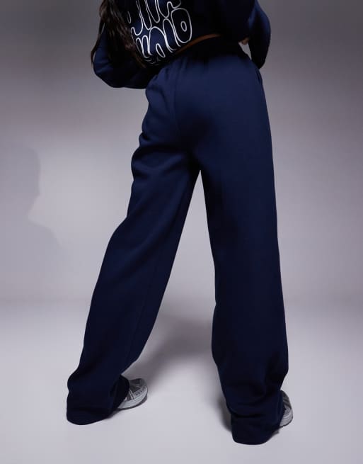 Kaiia - Studio - Joggingbroek met wijde pijpen in marineblauw, deel van co-ord set, 3 van 5