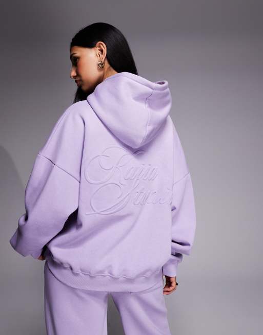 Kaiia Studio - Lilla oversized hættetrøje med broderet logo - Del af sæt, 4 af 4