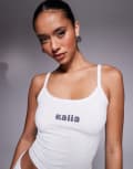 [Kaiia] Kaiia Studio logo cami top in light grey marl (part of a set) 14 Grey marle