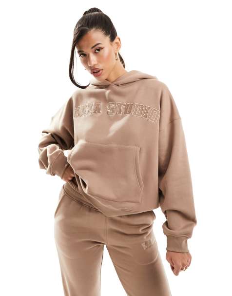 Kaiia studio logo oversized hoodie in caramel (part of a set) - view 1