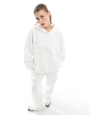 Kaiia Studio Logo Oversized Hoodie In White - Part Of A Set