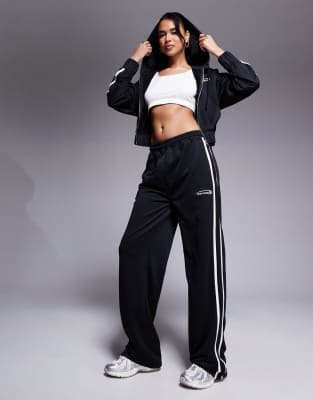 Studio logo side stripe wide leg sweatpants in black - part of a set