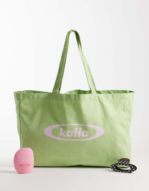Kaiia - Studio - Maxi borsa verde pastello e rosa, 2 di 4