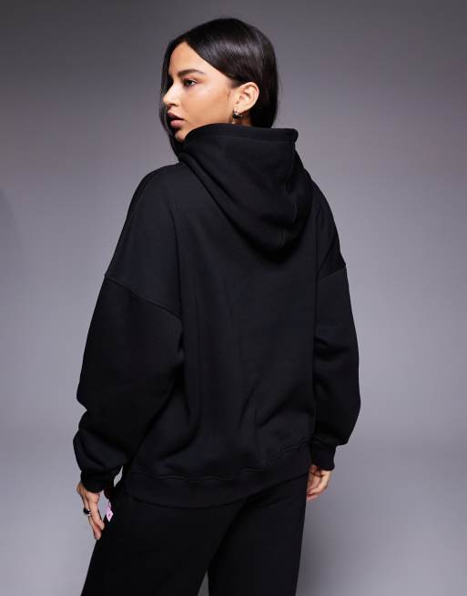 Kaiia – Studio – Oversize-Kapuzenpullover in Schwarz und Rosa mit Stern-Logo, Kombiteil, 4 von 4