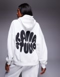 [Kaiia] Kaiia Studio oversized bubble back print hoodie in cream and black (part of a set)-White 8 CREAM