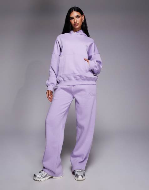 Kaiia - Studio - Pantalon de jogging ample d'ensemble à logo brodé et poche - Lilas - view 1