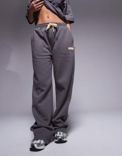 Kaiia - Studio - Pantalon de jogging d'ensemble large - Gris foncé et jaune