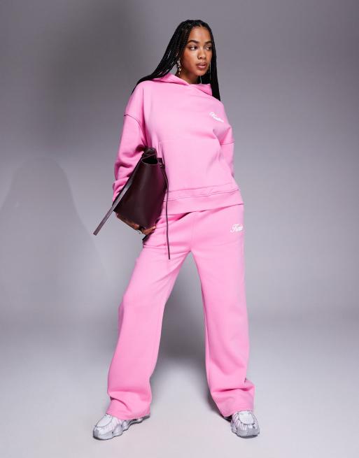 Kaiia - Studio - Pantalon de jogging large d'ensemble en coton majoritaire avec poche à imprimé cerises - Rose, 4 de 5