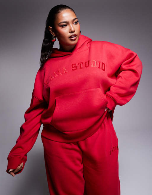 Kaiia Studio Plus – Kapuzenpullover in Rot, Kombiteil