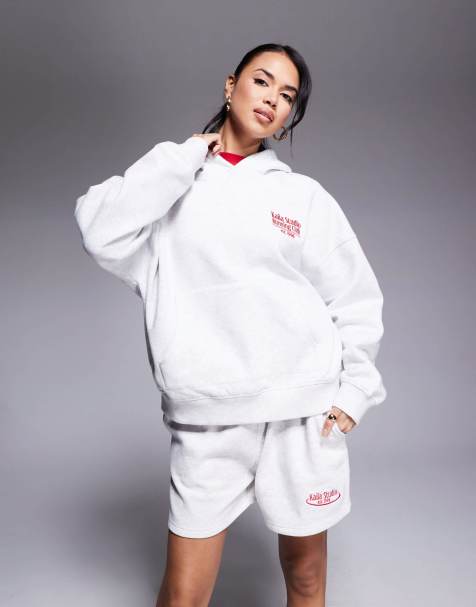 Kaiia - Studio Running Club - Felpa con cappuccio oversize grigia in coordinato - view 1