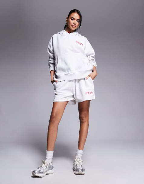 Kaiia – Studio Running Club – Rött set med långärmad topp, huvtröja och shorts - view 1