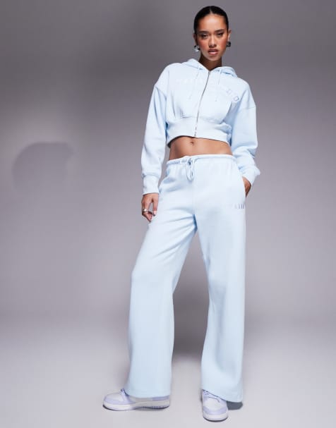 Kaiia Studio straight leg sweatpants in blue - part of a set - view 1