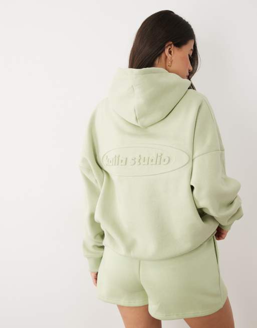 Kaiia - Studio - Sweat à capuche d'ensemble oversize avec logo embossé - Vert, 2 de 4