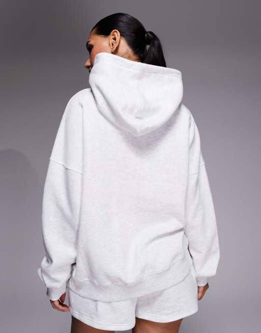 Kaiia Studio - Sweat à capuche d'ensemble oversize en coton mélangé avec logo imprimé - Gris/lilas, 4 de 4