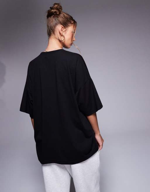 Kaiia - Studio - T-shirt nera e rosa in misto cotone con grafica ricamata con stella   , 4 di 4