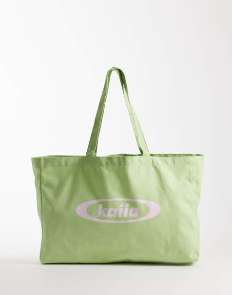 Kaiia Studio tote bag in pastel green and pink - view 1