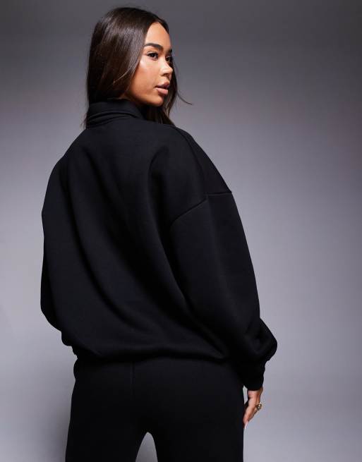 Kaiia – Svart sweatshirt i bomull med krage, logga och knäppning framtill, del av set  , 4 av 4