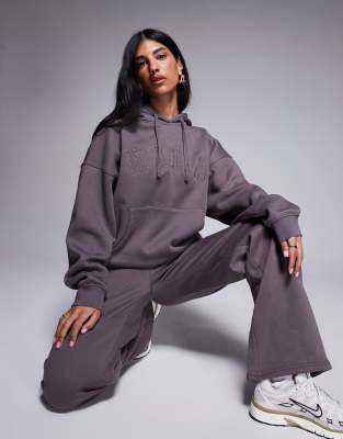 Kaiia - Sweat à capuche d'ensemble oversize à logo - Taupe - view 1