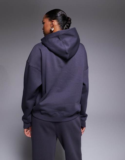 Kaiia - Sweat à capuche d'ensemble oversize en coton mélangé avec logo - Gris foncé  , 5 de 5