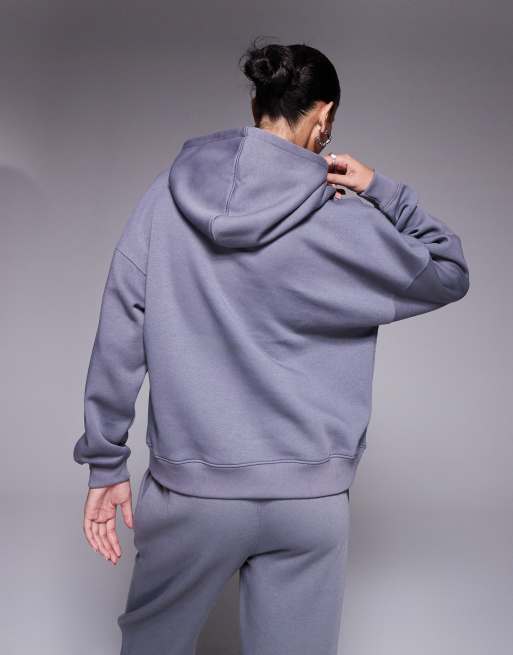 Kaiia - Sweat à capuche d'ensemble oversize riche en coton avec logo style sport - Gris foncé  , 4 de 4