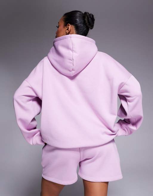 Kaiia - Sweat à capuche oversize d'ensemble à logo embossé - Violet parme, 2 de 4
