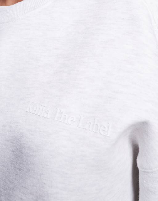 Kaiia - Sweat d'ensemble oversize à logo et épaules tombantes en coton majoritaire - Gris clair chiné  , 2 de 4