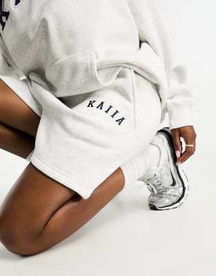 Kaiia Sweat Logo Shorts In Heather Gray - Part Of A Set