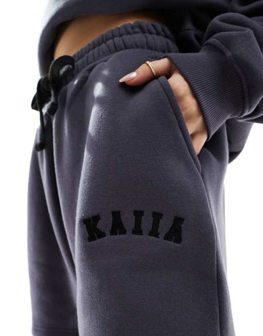 Kaiia sweat shorts co-ord in dark grey, 2 of 5