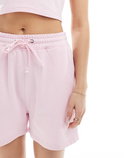 Pink sweat shorts womens hotsell