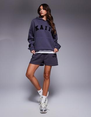 Kaiia - Sweat-Shorts in Dunkelgrau mit Logo-Stickerei, Kombiteil