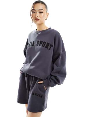 Kaiia - Sweatshirt in Dunkelgrau mit Logo, Kombiteil