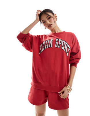 Kaiia - Sweatshirt in Rot mit Logo, Kombiteil