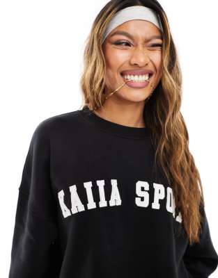 Kaiia - Sweatshirt in Schwarz mit Motiv-Print, Kombiteil