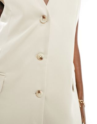 Kaiia tailored longline sleeveless blazer in cream - part of a set