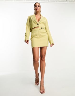 Kaiia tailored mini skirt co-ord in lime - ASOS Price Checker