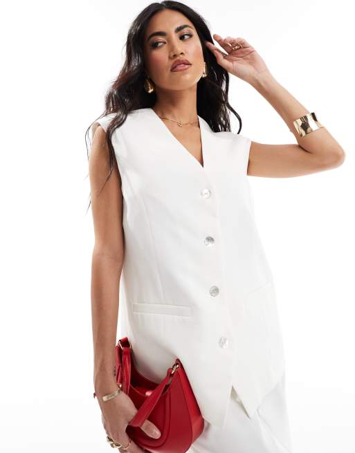 Kaiia tailored oversized vest in white - part of a set
