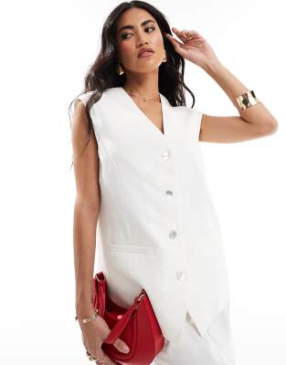 Kaiia Kaiia tailored oversized waistcoat co-ord in white
