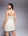 Kaiia Tailored Pinstripe Contrast Trim Bandeau Mini Dress