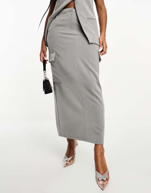 Grey pencil skirt outlet with pockets