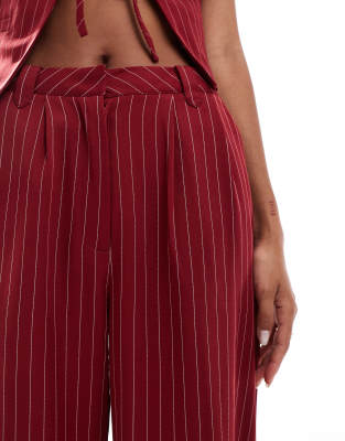 Shop Kaiia Exclusive Tailored Wide Leg Pants In Red