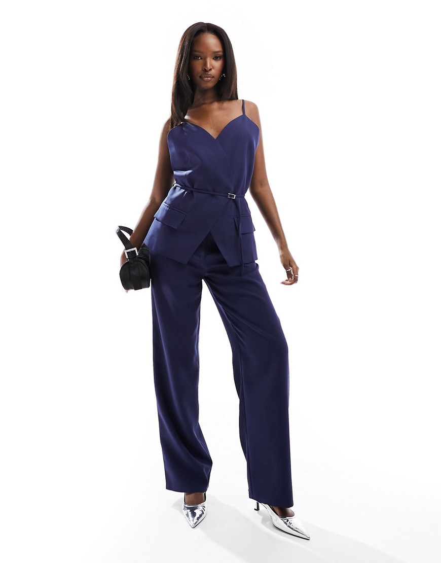 Kaiia Tailored Wide Leg Pants In Navy - Part Of A Set
