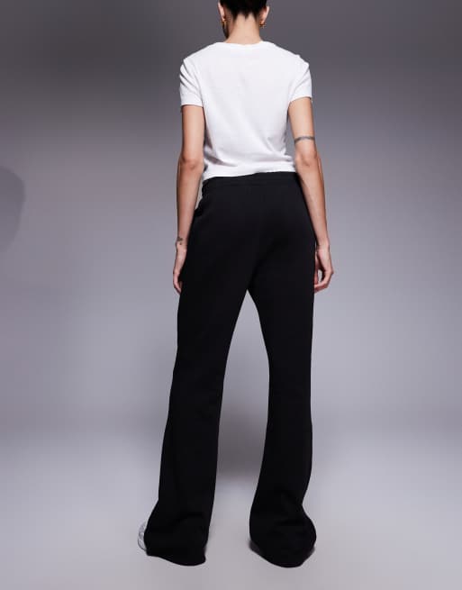 Kaiia cotton blend Tall embroidered logo wide leg joggers in black