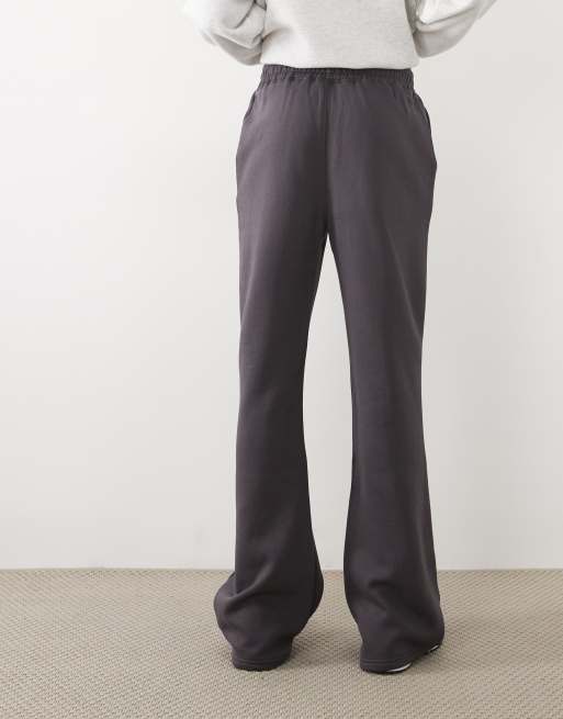Kaiia Tall cotton blend embroidered logo wide leg trackies in dark grey, 5 of 5